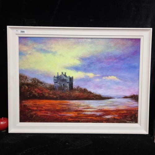 99 - A large original Colm MacSuibhne (Irish contemporary) oil on canvas painting. Features a lakeside la... 