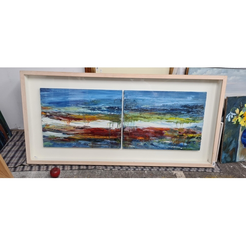 762 - Super Star Lot: An amazing and very large Vera Gaffney oil on linen canvas diptych painting titled 