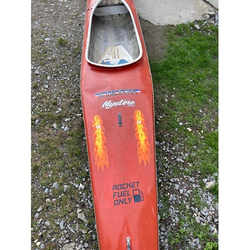 512 - Star Lot : A vintage Kirton Mystere, 14  feet double fibreglass canoe, Looks like it has has a repai... 