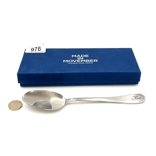 976 - An official Movember Foundation soup spoon with guard, awarded to a Movember Platinum Club members i... 