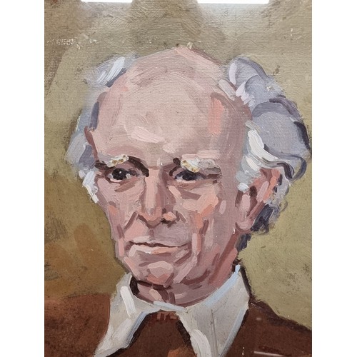 85 - Star Lot: A Desmond Hickey (Irish b.1937 - d.1998) oil on canvas board painting. Features a portrait... 