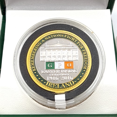 17 - A collection of 3 coins consisting of an Easter Rising medallion circa 1916-2016 in original display... 