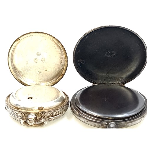 31 - 2 Pocket Watches, the first with a vintage sterling silver case, hallmarked Birmingham, set with whi... 