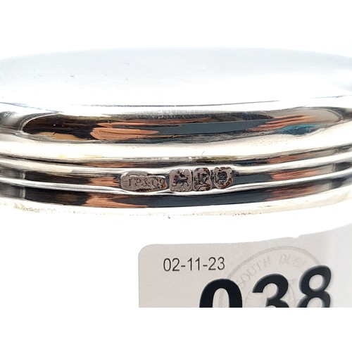 38 - A sterling silver Lidded Glass Dressing Table Jar, hallmarked London, maker John Pound & Co. Dims - ... 
