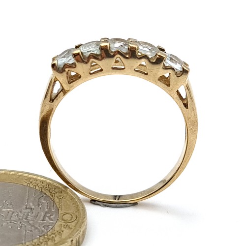 45 - A pretty 9ct gold, 5 stone half Eternity Ring, hallmarked Birmingham 2006. Size O, weight 2gms.