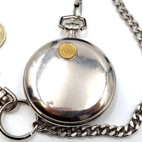 904 - A very cool looking official Harley Davidson Franklin Mint pocket watch, set a heritage soft tail  c... 