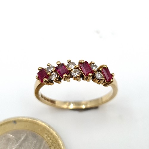 947 - Star Lot : A gorgeous 9ct Gold Ring set with diamonds and rubies. Weight 1.80g. Size N. With present... 