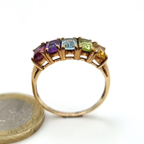 984 - Star Lot : A 9ct Gold 5 stone Gem set Ring of Sapphire, Amethyst, Garnet, Citrine and Peridot stones... 