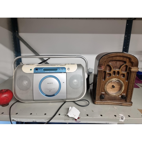 112 - Two radios including a Casio vintage style example model RT-2000 and a Sony CD Radio Cassete-Corder ... 