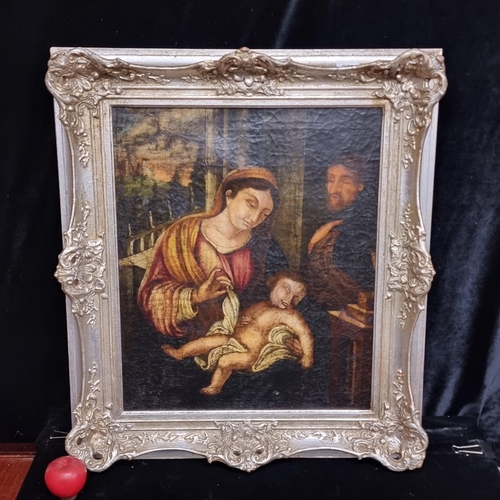 70 - Star Lot : A fine large 19th century Italian oil on canvas painting featuring Madonna and child. Pai... 