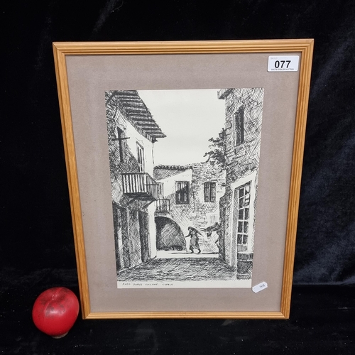 77 - An original pen and ink drawing featuring Kato Dhrys Village, Cyprus. Wonderful detail to this drawi... 