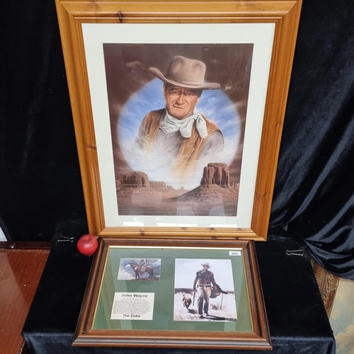 80 - Two prints of cowboy / western interest. One high quality art print of John Wayne from a painting or... 