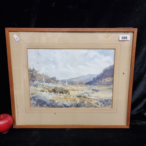 88 - Star Lot: A wonderful Edith Gladys Wynne original watercolour painting showing a valley landscape wi... 