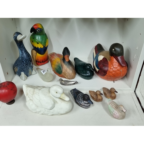 790 - An adorable collection of 12 birds including ducks and a parrot including onyx examples. From The lo... 