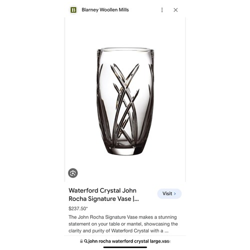 778 - A super stylish as new large Irish crafted designer John Rocha for Waterford Crystal tall vase. In v... 