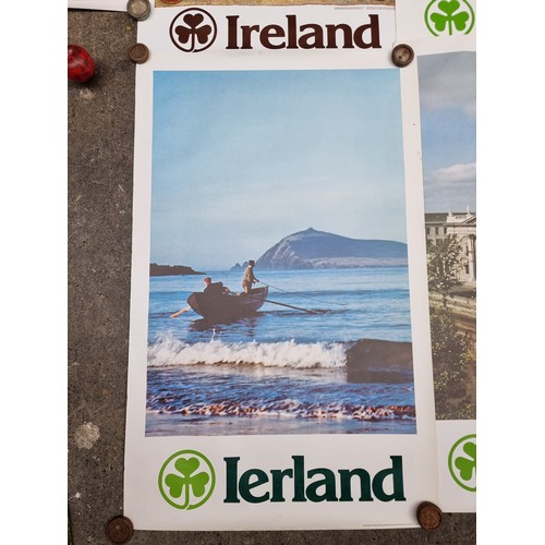 155 - Five large posters of Irish interest featuring various sites and a Medieval style map of Dublin. Inc... 