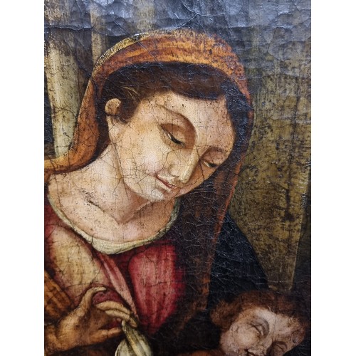 70 - Star Lot : A fine large 19th century Italian oil on canvas painting featuring Madonna and child. Pai... 