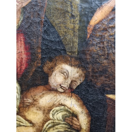 70 - Star Lot : A fine large 19th century Italian oil on canvas painting featuring Madonna and child. Pai... 