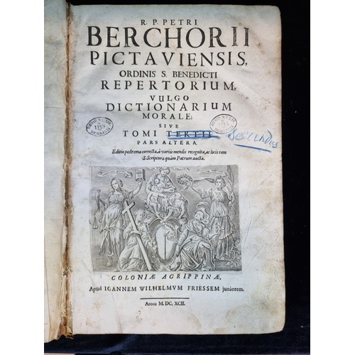 89 - Star Lot: Three rare large 17th century books titled 'Berchorii Picta Viensis Ordinis S. Benedicti V... 