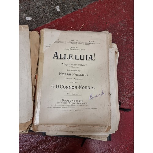 183 - A large collection of antique sheet music including Irish examples, one lot housed in a leather suit... 