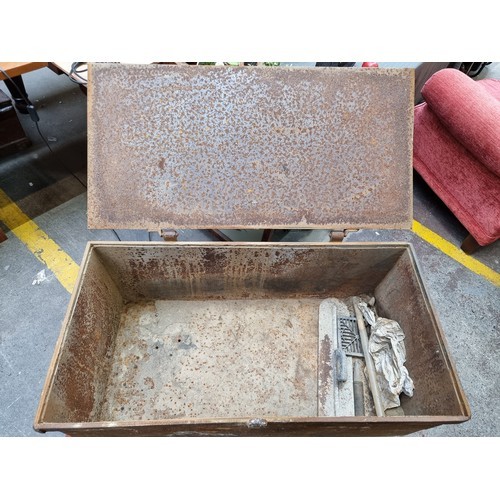 289 - An exceptionally heavy and large cast iron Perkson security chest. This is super heavy and designed ... 