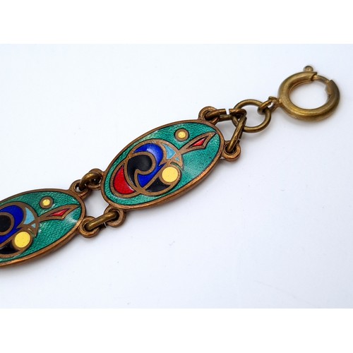 805 - An unusual art Nouveau Celtic designed beautifully enamelled Bracelet.