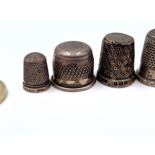 806 - An assorted collection of 8 hallmarked Sterling Silver Thimbles of various sizes per photograph. Tot... 