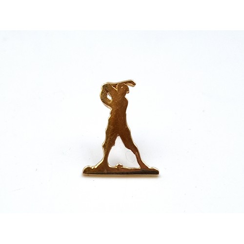 816 - A beautiful 10ct Gold Tie Pin, depicting a golfer, weight of gold is 1.4gms. In original presentatio... 