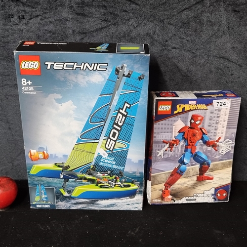 A LEGO Technic Catamaran set along with LEGO Spider Man figure offering hours of engaging assembly