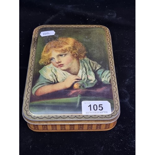 105 - An early vintage  Cadbury chocolate box depicting the work 'Girl with an Apple' by J.B. Greuze. Cont... 