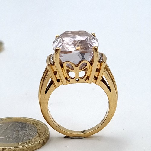 410 - Super Star Lot : An incredible Huge, heavy 18K Rose Gold Kunzite Italian Iliana and diamond Cocktail... 