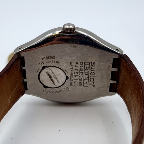 422 - A vintage Swiss Swatch Irony Wristwatch together with original associated leather bracelet. Watch se... 