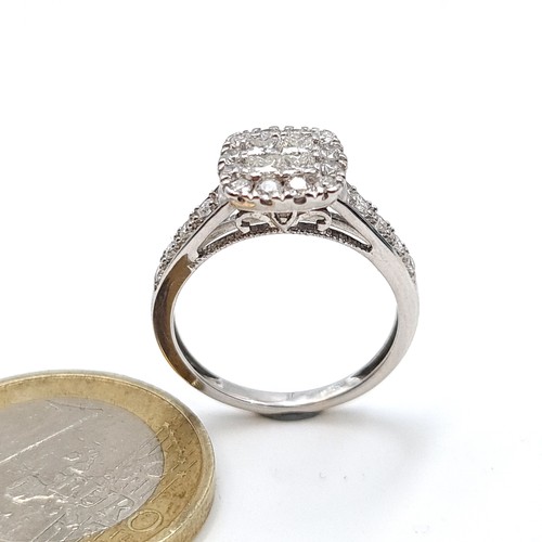 486 - Super Star Lot : An outstanding 9k white gold Diamond Ring featuring a square setting of diamonds wh... 