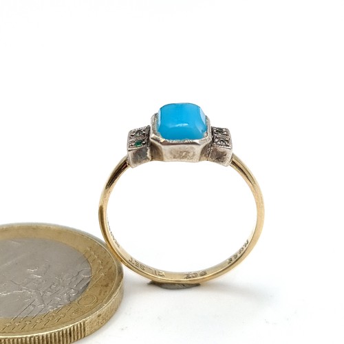 936 - A super 9ct gold topaz Ring, size L, weight 1.73gms.  Very attractive stone.