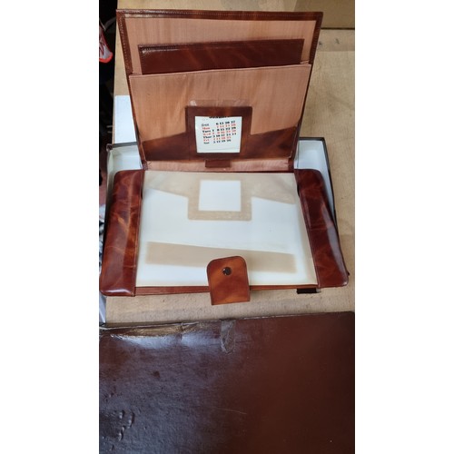 376 - A distinguished vintage English made genuine hide  writing case expertly crafted with precision stit... 