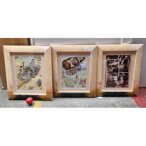 288 - A charming set of three large framed Guinness themed prints. Featuring two whimsical prints of illus... 