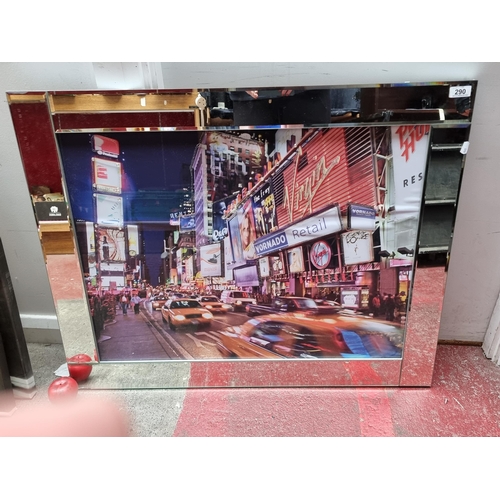 290 - A very large vibrant photographic print capturing the pulsing energy of a bustling New York cityscap... 