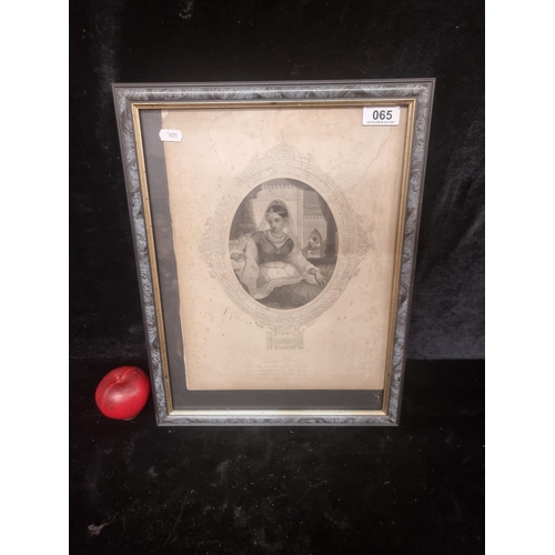 65 - A wonderful antique lithograph of an engraving titled 