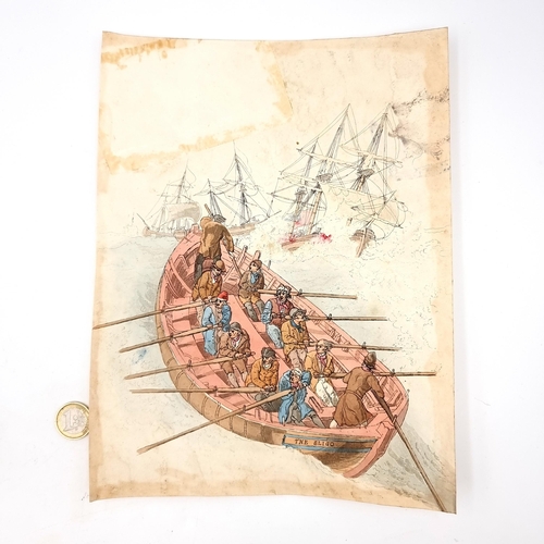 511 - A coloured print of an Irish rowboat named The Sligo.