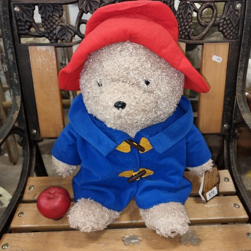 670 - An adorable hand crafted Paddington Bear, wearing his little red hat and blue duffle coat. Brand new... 