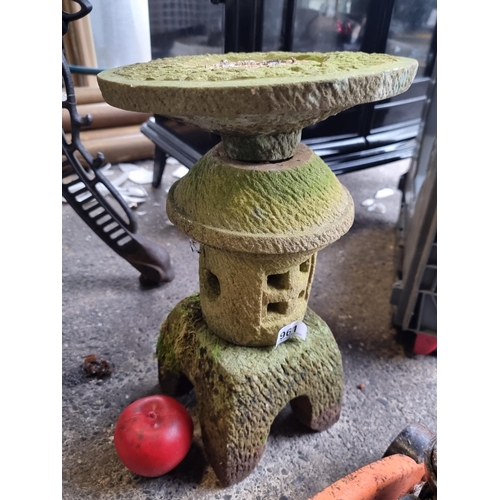 961 - A four piece stone pagoda style bird bath.