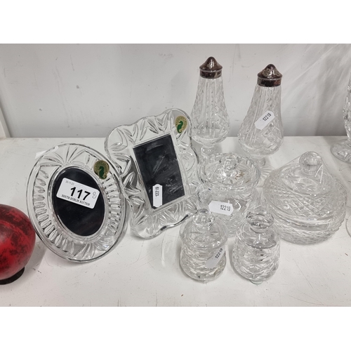 117 - Eight beautiful pieces of Waterford Crystal including picture frames and salt and pepper shakers.