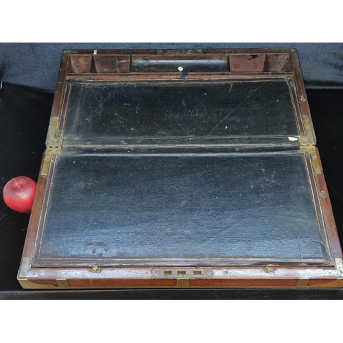 167 - Star Lot : A handsome very very large Edwardian mahogany and brass bound writing slope with black le... 