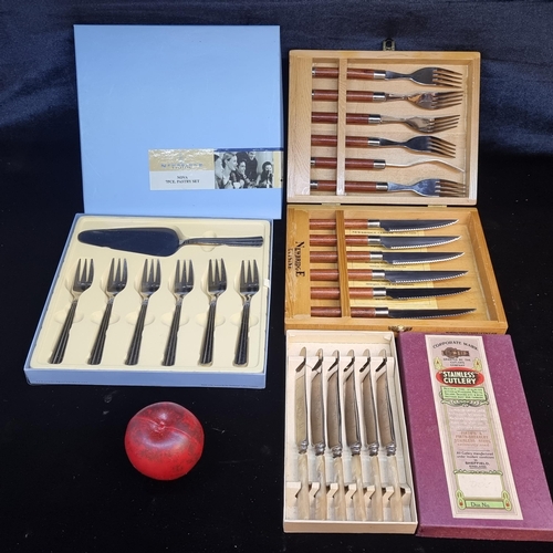 183 - Three complete cutlery set including two examples from Newbridge including a steak set and another f... 