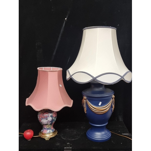 210 - Two large stylish contemporary lamps including a Chinese ginger jar example.