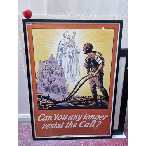 298 - A very large print on board of an Irish poster from the First World War reading 