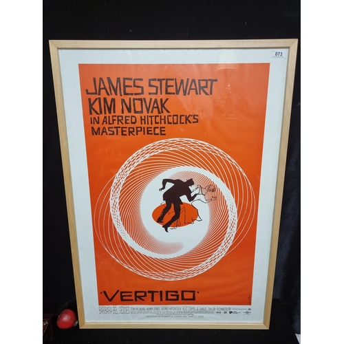 73 - A super cool large print of a vintage film poster for James Stewart and Kim Novak in Alfred Hitchcoc... 