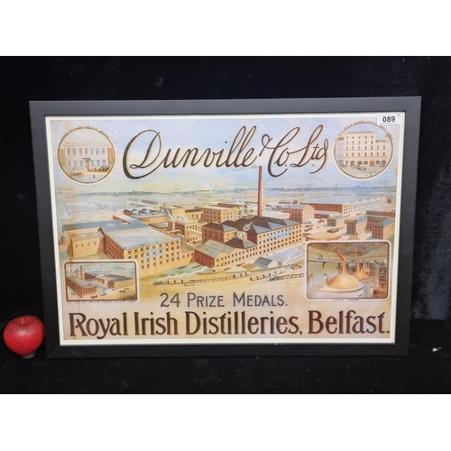 89 - A print of a vintage advertising poster for recently revived Irish distillers Dunville Co Ltd. Belfa... 