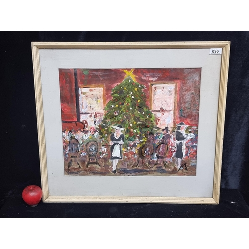 96 - An energetic acrylic on paper painting after a Marie Carroll painting titled 'Christmas at Bewleys'.... 