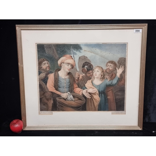 98 - A antique 19th century stipple etching of a biblical scene by James Godby after Mac Murrough. Titled... 